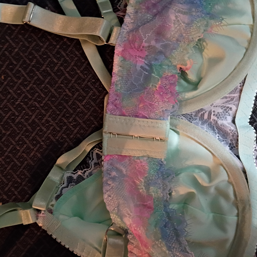 NWOT Tie Dye Multicolor Strappy Lace Bra - Picture 4 of 5